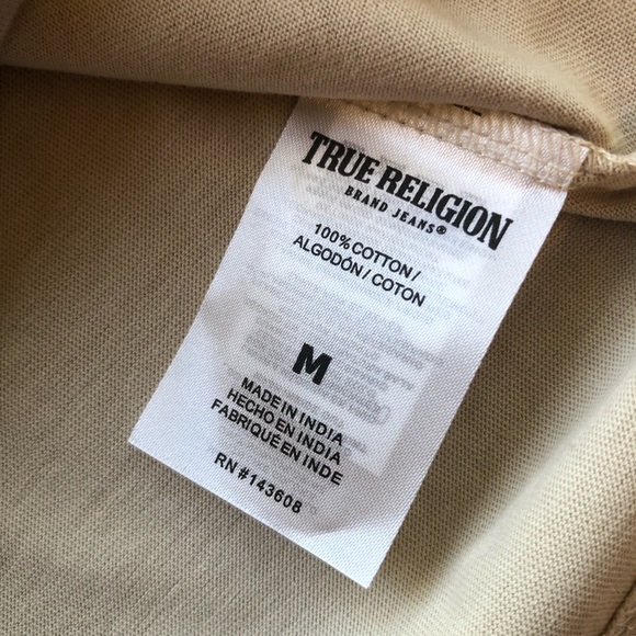 True Religion Girls Size M Tan Logo Graphic T-Shirt Short Sleeves Slim-Fit Tee - Picture 8 of 12
